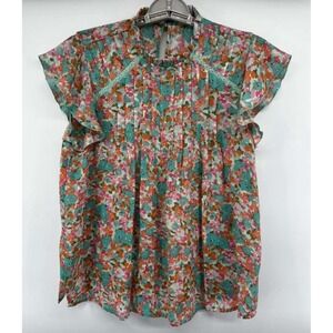 Nanette Lepore Blouse Pink Flutter Floral Sleeveless Women's Size Small NWT